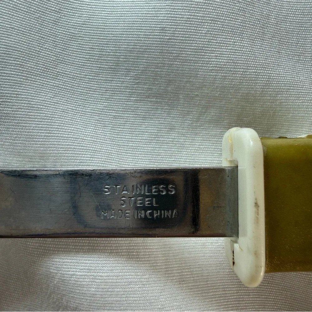 Vintage Stainless Steel Slotted Spatula Green handle